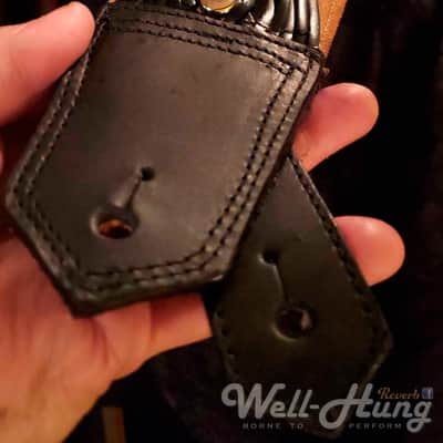 Well-Hung No Prisoners "Goliath" 3-1/2" wide MEGA padded Beastly leather guitar strap Bild 2