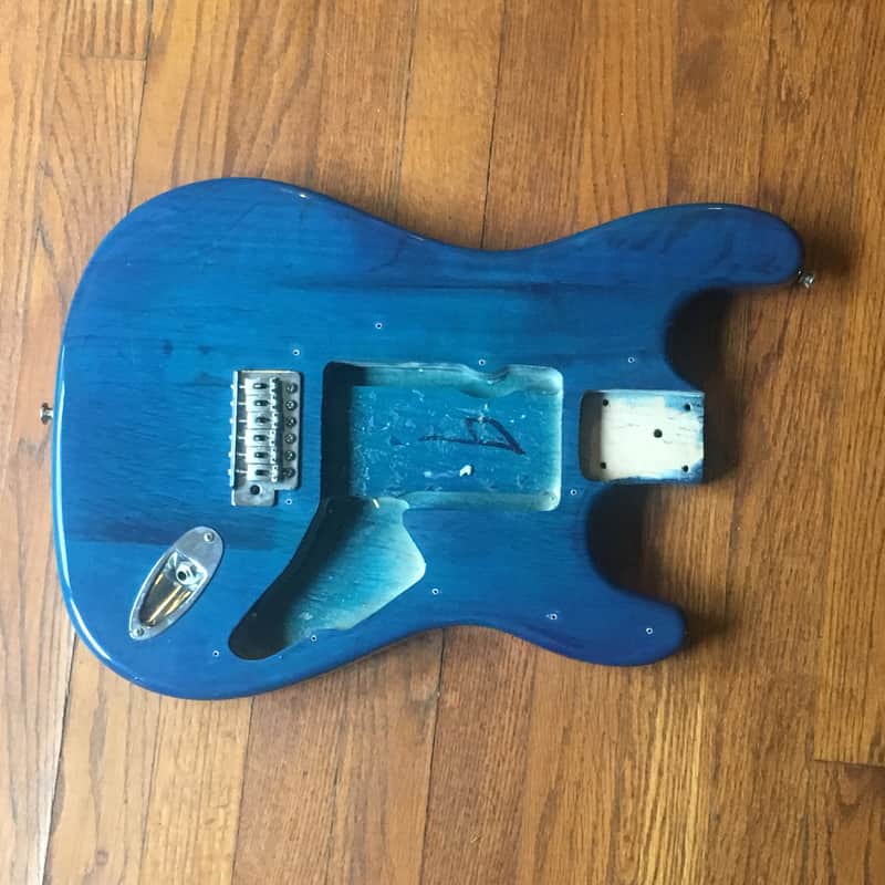 Fender Stratocaster Style Body with Bridge Transparent Blue Swimming Pool Route image 1