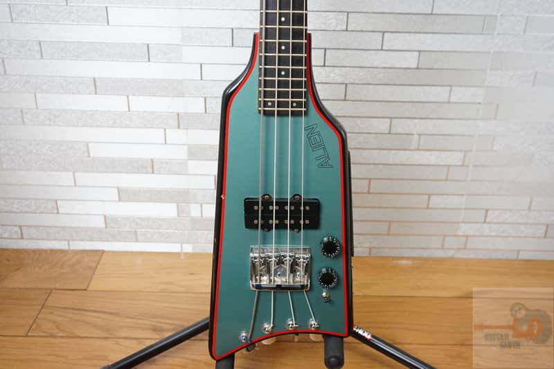 Hondo Alien 80s 4-String Headless Bass - Gun Blue Metallic image 1