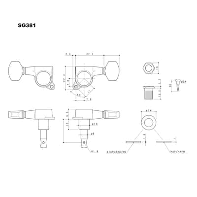 Gotoh Modern Keystone-Style Chrome Tuners (3 per side) image 8
