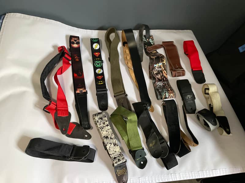 Lot of 16 Used Electric Guitar Straps, Levys, Ernie Ball, Fender Various Designs image 1