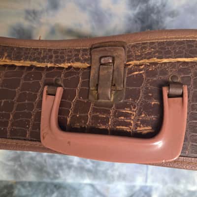 Vintage RARE 1958 to 1962 Gibson Brown Faux Alligator Burgandy Interior ES 335 330 Soft Shell Electric Guitar Case image 7