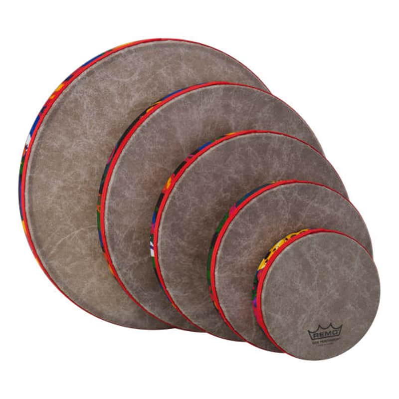 Remo - KD-0500-01- - **Remo Asia**, Drum, Kids Percussion, 5Pc Frame Drum Set, Rain Forest Finish