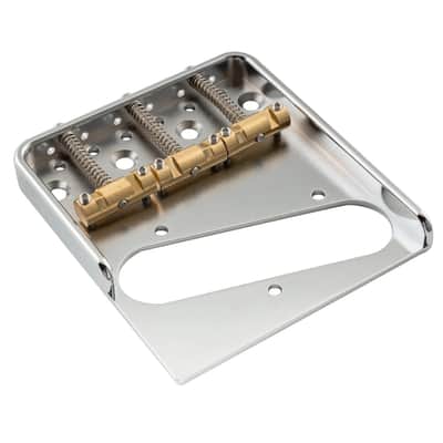 Brio Ultra-Light Aluminum Telecaster Bridge with Compensated Brass Saddles – Vintage 3-Saddle Ashtray Style image 2