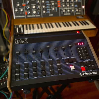 Oberheim DX 6-Voice Drum Machine 1982 - Blue with Wood Sides image 2