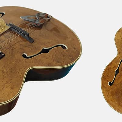 Sabolovic guitars - Luthier Collection – Private Showroom  Sabolovic 17″ Jazz Archtop – Birdseye Maple, Walnut Sides, Gold‑Leaf Pickguard. image 9