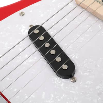 Glarry 30in Maple Fingerboard Mini Electric Guitar Kit with 5W Amplifier Bag String Shoulder Strap Plectrum Cord Wrench Tool 2020s - Red image 16