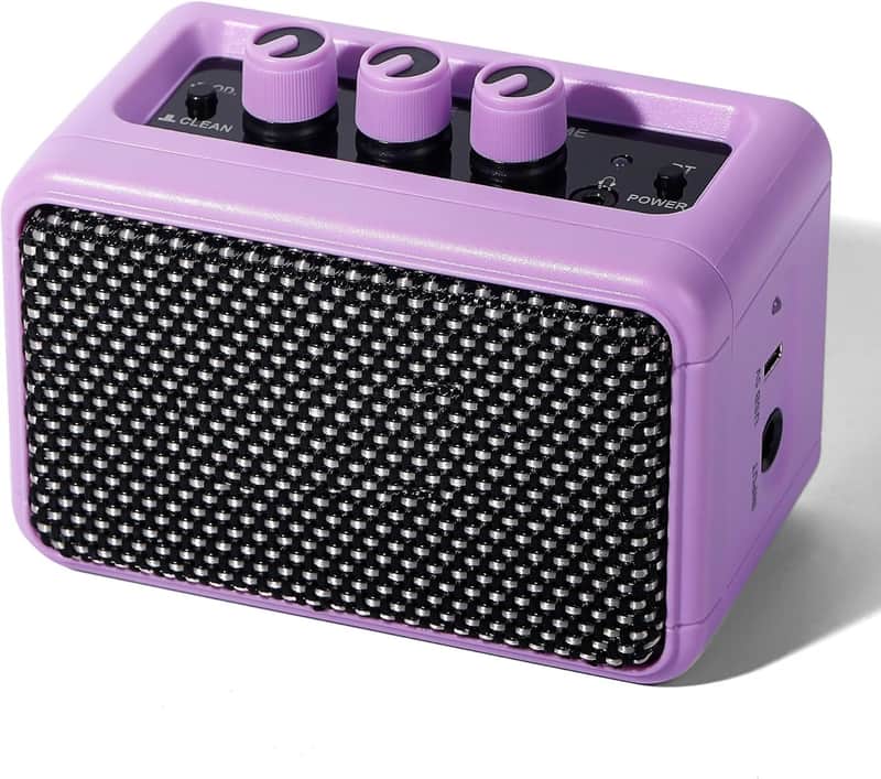 Mini Guitar Amplifier - 5W Dual Speaker BT Wireless Guitar Amp, Rechargeable Battery, Clean/Overdrive Modes, Headphone Jack,Ideal for Practice & Performance (Purple) image 1