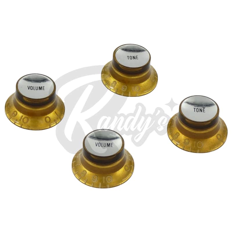 Advanced Plating 3017-18N Historic CAB Top Hat Reflector Knobs - Tone & Volume (4-Pack) - Fits Gibson®-Gold w/ Silver inserts / Gold w/ Silver inserts image 1
