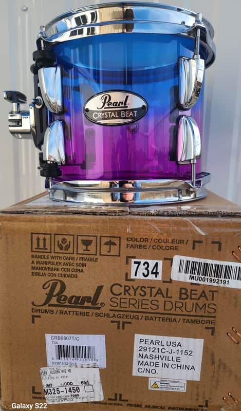 Pearl *Pre-Order* Crystal Beat Cotton Candy Fade 8x7" Rack Tom Drum Acrylic | NEW | Special Order | Authorized Dealer image 1