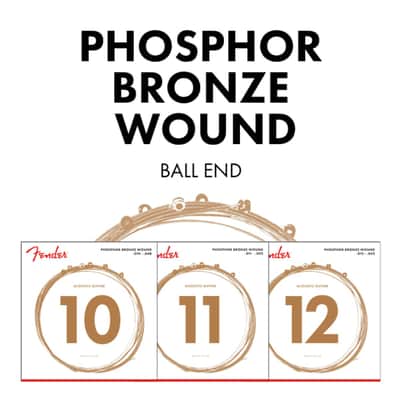 Fender Phosphor Bronze Acoustic Guitar Strings, Ball End, 60XL .010-.048 Gauges, (6) image 2