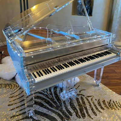 Stunning transparent / white/ acrylic Crystal Grand Piano image 9