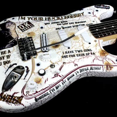 Custom Crackle Painted and Upgraded Fender Squier Strat With Graphics and Matching Headstock image 13