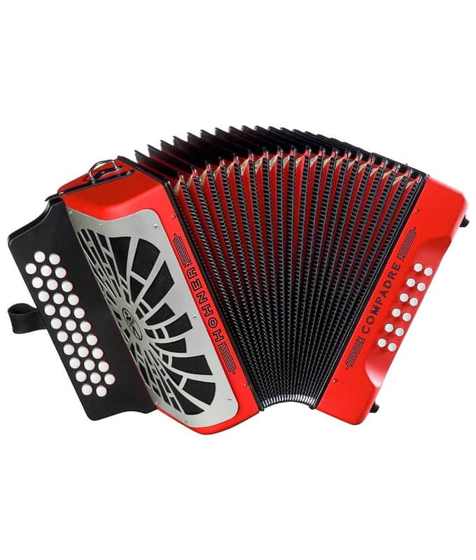 Hohner COGR Compadre GCF Accordion w/ Gig Bag and Strap - Red w/ Silver Grill image 1