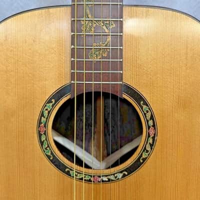 Blueberry Dreadnought Zodiac Aquarius Motif - Hand Made and Hand Carved Steel String Guitar image 7