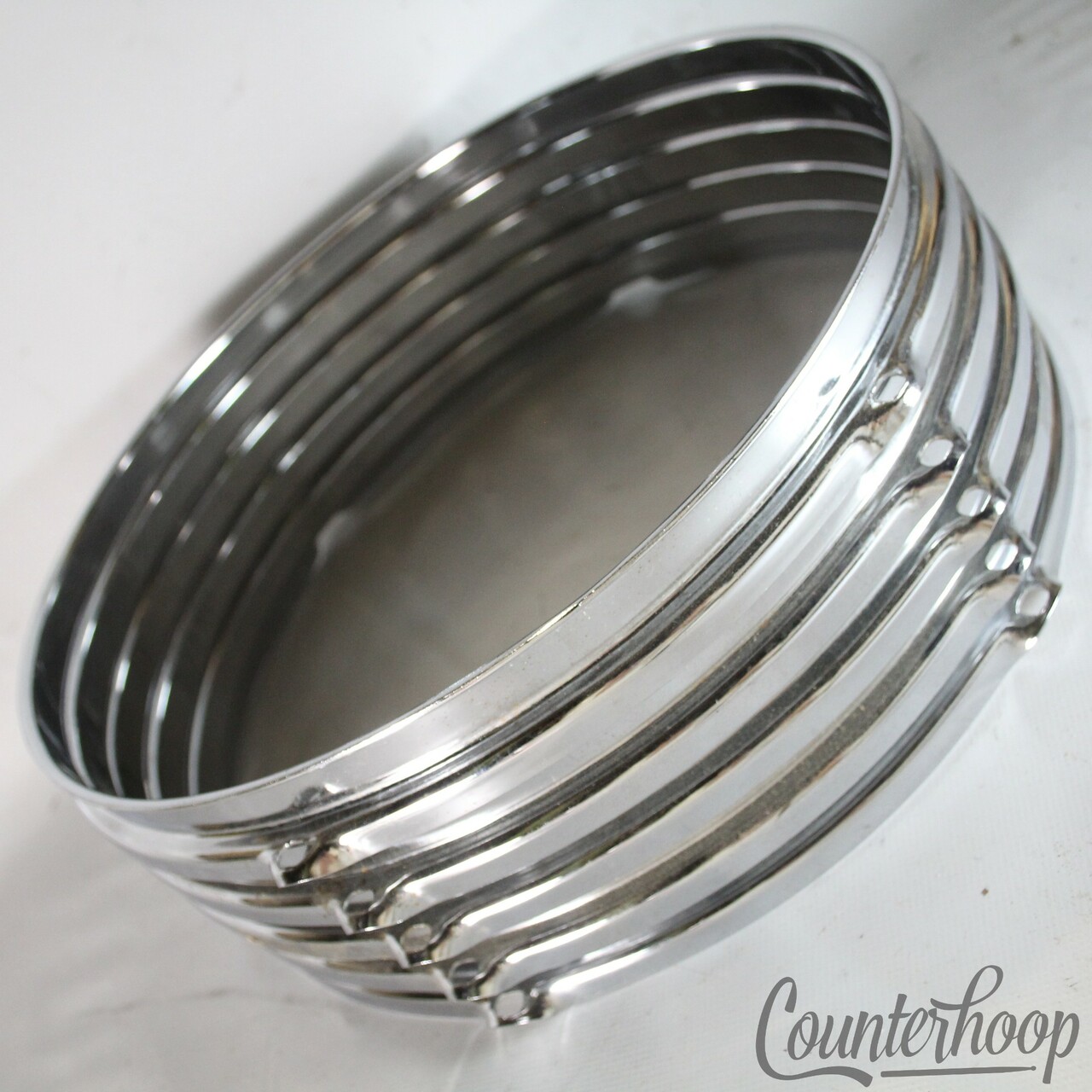 Pearl Chrome Rims Set 5x 12" Tom Drum Hoops Vintage 60s-70s Lot Parts — main photograph