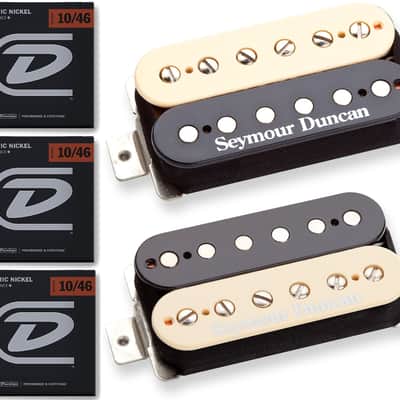 Seymour Duncan Green Magic Humbucker Zebra Set Bridge & Neck -3 Free String Sets image 1