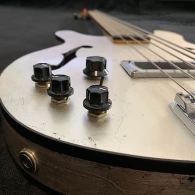 Wrong Way Customs 5 String Semi-Hollowbody Bass 2019 Silver Leaf image 1