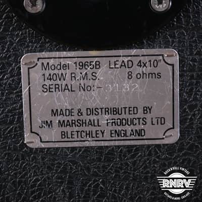 Marshall 1965B Lead 140-Watt 4x10" Straight Guitar Speaker Cabinet 1984 - 1991 - Black image 5