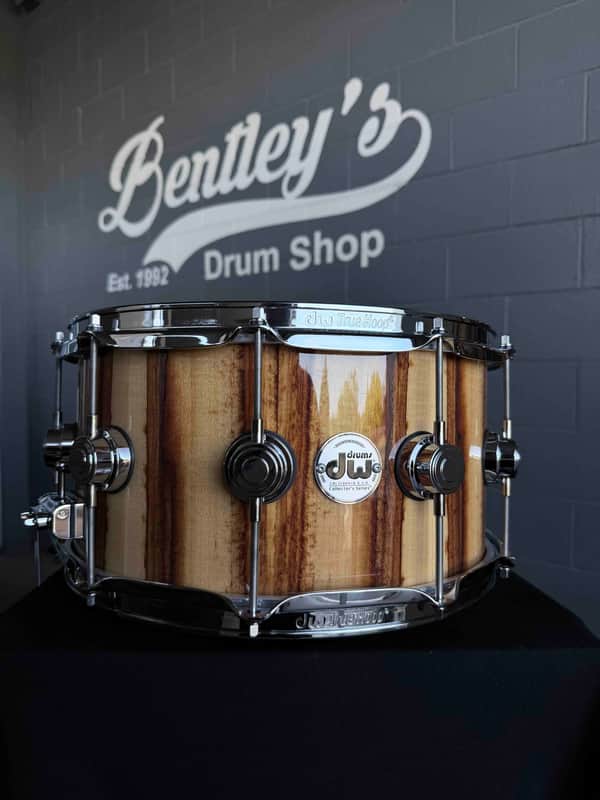 ~WOW!~ DW Collector's Series 333 Pure Maple 7x14 Snare Drum in Natural Gloss Lacquer over Exotic African Chechen with Chrome Hardware image 1