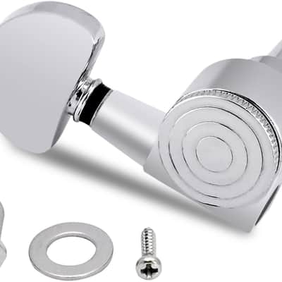 Locking Guitar String Tuning Pegs Tuning Keys Machine Heads Tuners 1:18 Gear Ratio 6 In Line for Right Handed Electric Guitar or Acoustic Guitar Parts Accessories Half Round Head Chrome. image 3