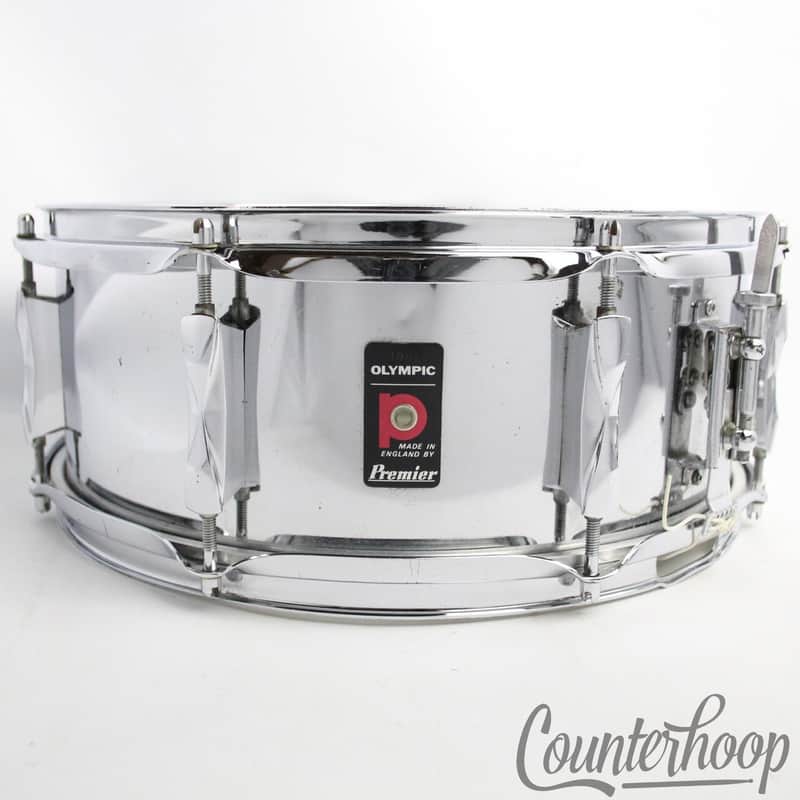 Premier 14x5"Olympic Snare Drum Chrome Steel COS Shell Vintage 70s 8-Lug England image 1