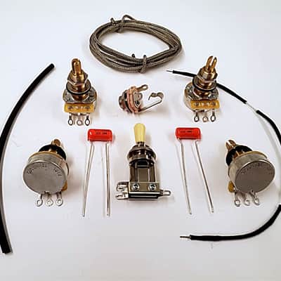 Premium Wiring Harness Kit for Les Paul - CTS 525k Premium Pots .022 Orange Drop Caps image 1