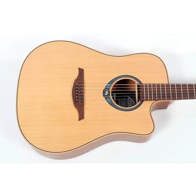 Lag Guitars Hyvibe Dreadnought Cutaway Acoustic Guitar with Bag Regular Natural image 3