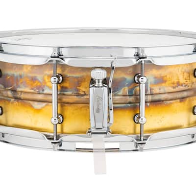 Ludwig 5x14" Raw Brass Snare Drum Tube Lugs Smooth Texture Patina Finish | Made in the USA | Authorized Dealer image 3