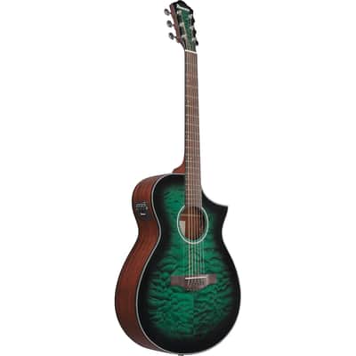 Ibanez AEWC16QA Auditorium Acoustic-Electric Guitar Transparent Emerald Burst image 6