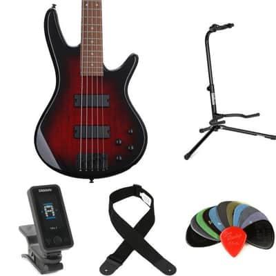 Ibanez Gio GSR205SMCNB Bass Guitar Essentials Bundle - Spalted Maple  Charcoal Brown Burst image 2