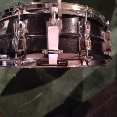 Ludwig LM404 Acrolite 5x14" 8-Lug Aluminum Snare Drum with Black/White Badge 1994 - 2012 - Black Galaxy image 2