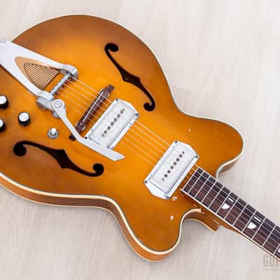 1960s Kay Jazz II Vintage Hollowbody Electric Guitar Sunburst w/ Kleenex Box, Case image 9