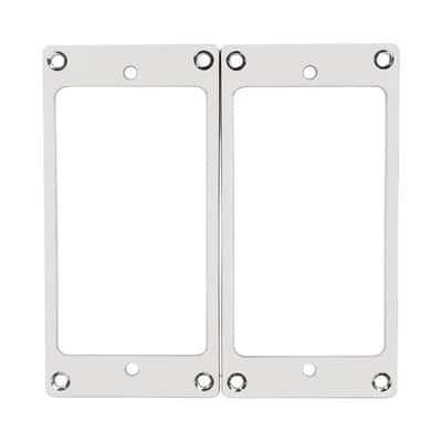Metal Humbucker Mounting Rings Set 2pc – LP SG Pickup Bezels Silver Flat image 2