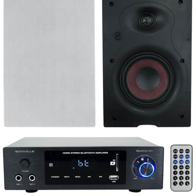 Rockville BLUAMP 150 Home Stereo Bluetooth Amp Receiver+2) 6.5" In-Wall Speakers image 1
