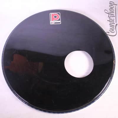 *Premier 22" Bass Drum Head Ebony Black Resonant Side Ported 90s Logo England UK image 1