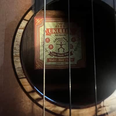aNueNue UT214 cedar bird all solid cedar & indian rosewood tenor ukulele with pickup image 5