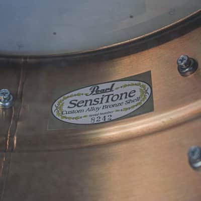 Pearl 5.5" x 14" Pearl Bronze Sensitone Snare Drum with Tube Lugs - Early 2000's image 14