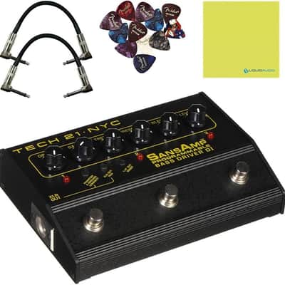 Tech 21 PBDR SansAmp Programmable Bass Driver DI 3-Channel Bundle w/ 2X Strukture S6P48 Woven Right Angle Patch Cables, 12x Fender Picks and Liquid Audio Polishing Cloth image 1