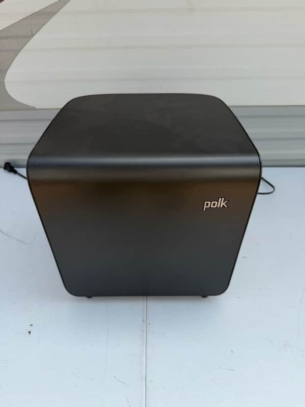 Polk Subwoofer Wired 50W Black Cube Plastic Home Speaker Sub image 1