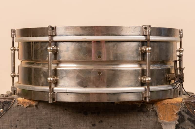1930s Leedy 5x14 Nickel Over Brass Utility Snare Drum image 1