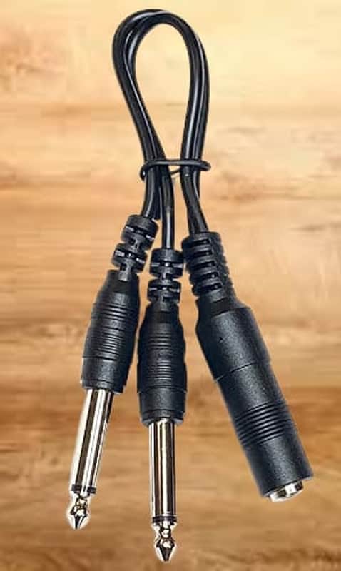 9 Inch Long 1/4 Inch Mono TS Female to 2 X 1/4 Inch Male Mono TS Y Splitter Cable image 1