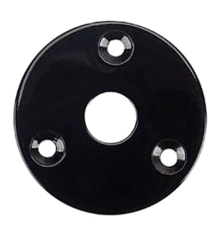 Guitar Parts - JACK PLATE Flat Flush ROUND - BLACK image 1