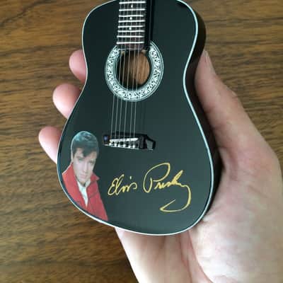 Black Acoustic Guitar Elvis Presley Tribute Miniature Guitar Replica Model image 3