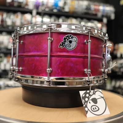 Pork Pie 6.5x14" Aluminum Snare Drum (Pink Alcohol Ink Finish) image 1