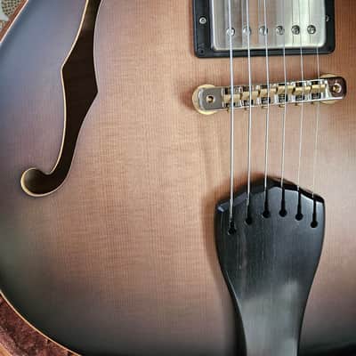 PRS Private Stock Singlecut Archtop, Bear Claw Spruce, Satin Frostbite, Ziricote Neck, Ebony Board with Brushstroke Birds Inlays, Aluminum-bronze 2-piece bridge, Ebony Tailpiece. image 4