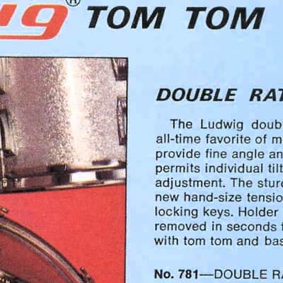 Ludwig Late 70s Early 80s 781-2 19" Double Tom Holder w/Satan Finish T-Handles and new Down Post - LDTH-109 image 18