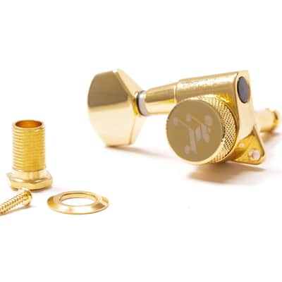 Genuine Tone Ninja 19:1 Locking Tuners, 6 Inline non-staggered set, Left Handed Gold