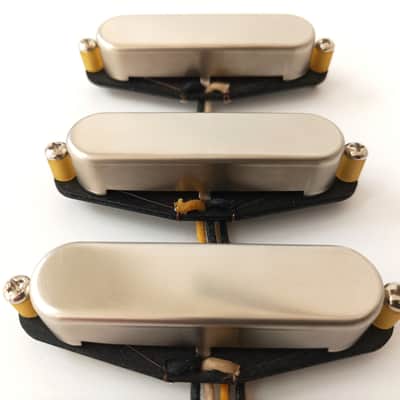 Stratocaster HOT Pickups SET RAW NON-PLATED Nickel-Silver Covers Hand Wound Q Custom Strat image 1