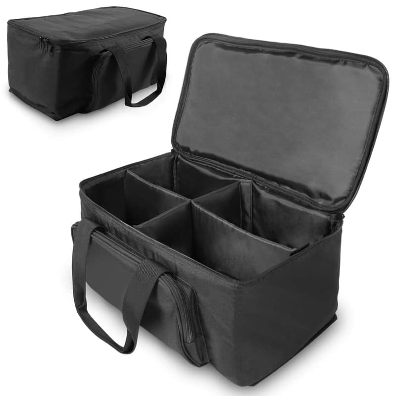Par Light Bag Fits 4 Par Lights, 600D Oxford Fabric Spotlight Bag,Padded Carrying Case,Par Light Case With Inner Divider,Handle, And Accessory Pockets image 1